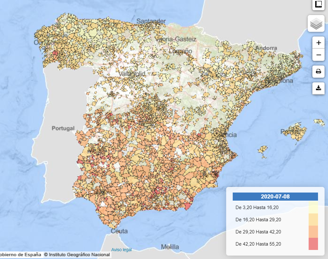 Mapa del riesgo de pobreza por municipio
